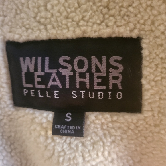 Vintage Brown Wilsion's Leather patchwork trench coat sherpa lined - Picture 10 of 16